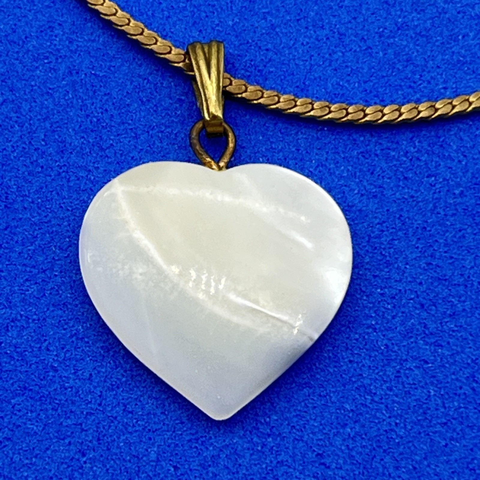 Vintage Abalone Heart Pendant Necklace 14″