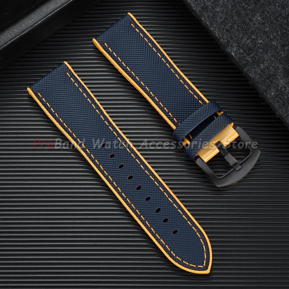 18/19/20/21/22/24mm Rubber Watch Strap Nylon Textured Silicone Bottom Watch Band