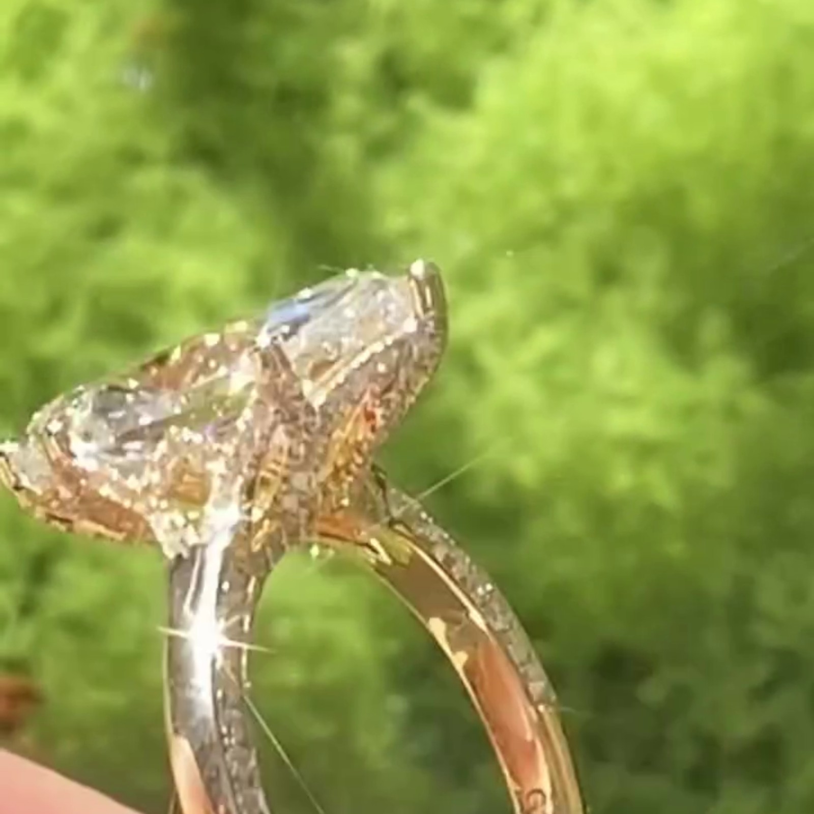 3.50CT Marquise Pave Moissanite Wedding Halo Ring 6 Prong 14K Yellow Gold Plated