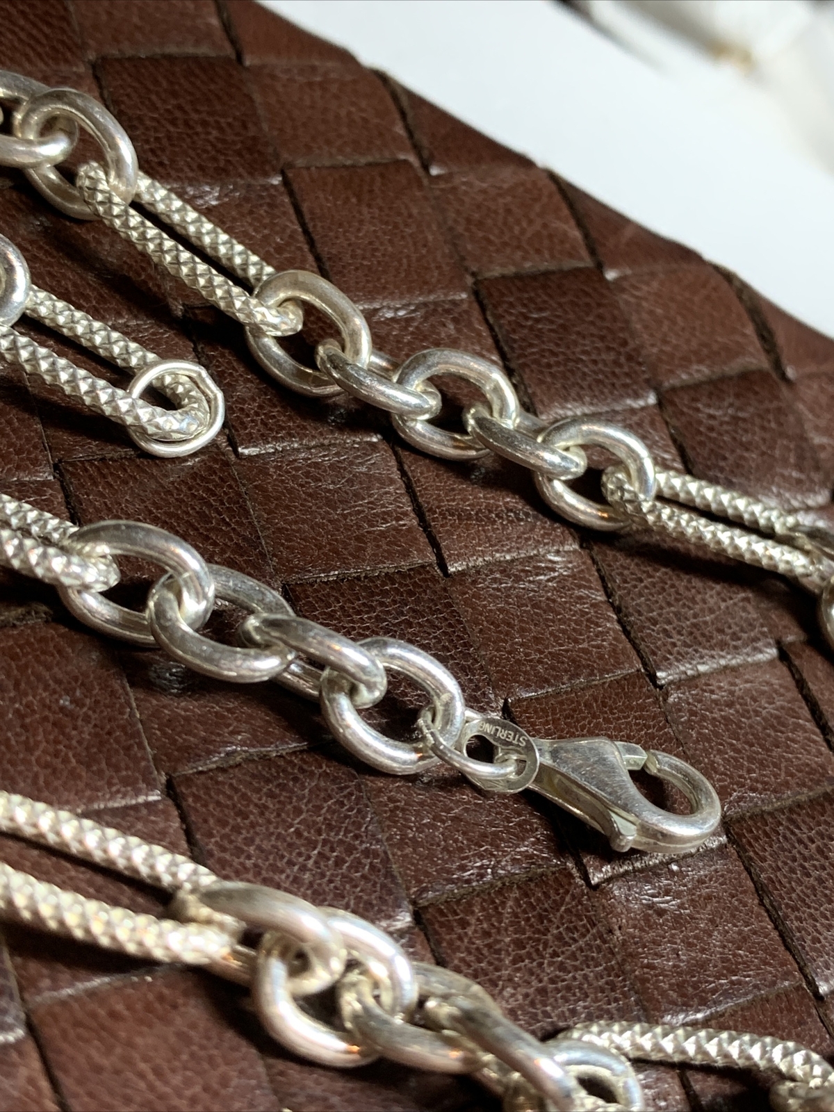 Sterling Silver Diamond-Cut Flat Figaro Rolo Link Chain 20″ Italy Necklace