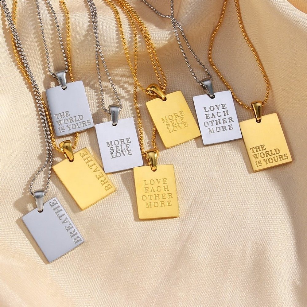 The World Is Yours Pendant Necklace 18K White Gold Plated Stainless Steel