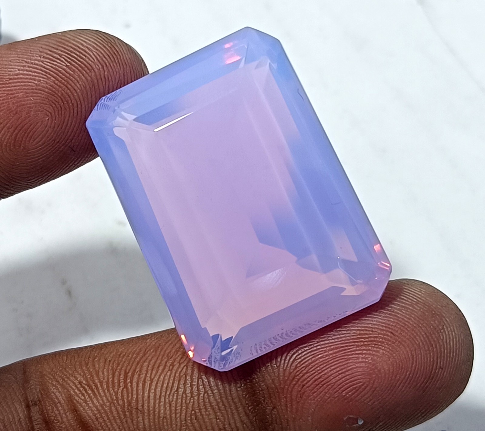 100Ct Natural Lovender Fire Opal Emerald Cut Australian EGL Certified Gemstone