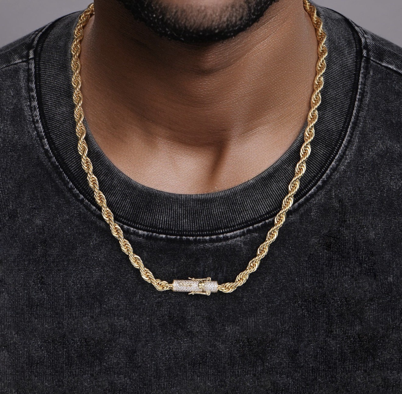 S925 Rope Chain With Moissanite Clasp – 6mm $659 MSRP 18in chain