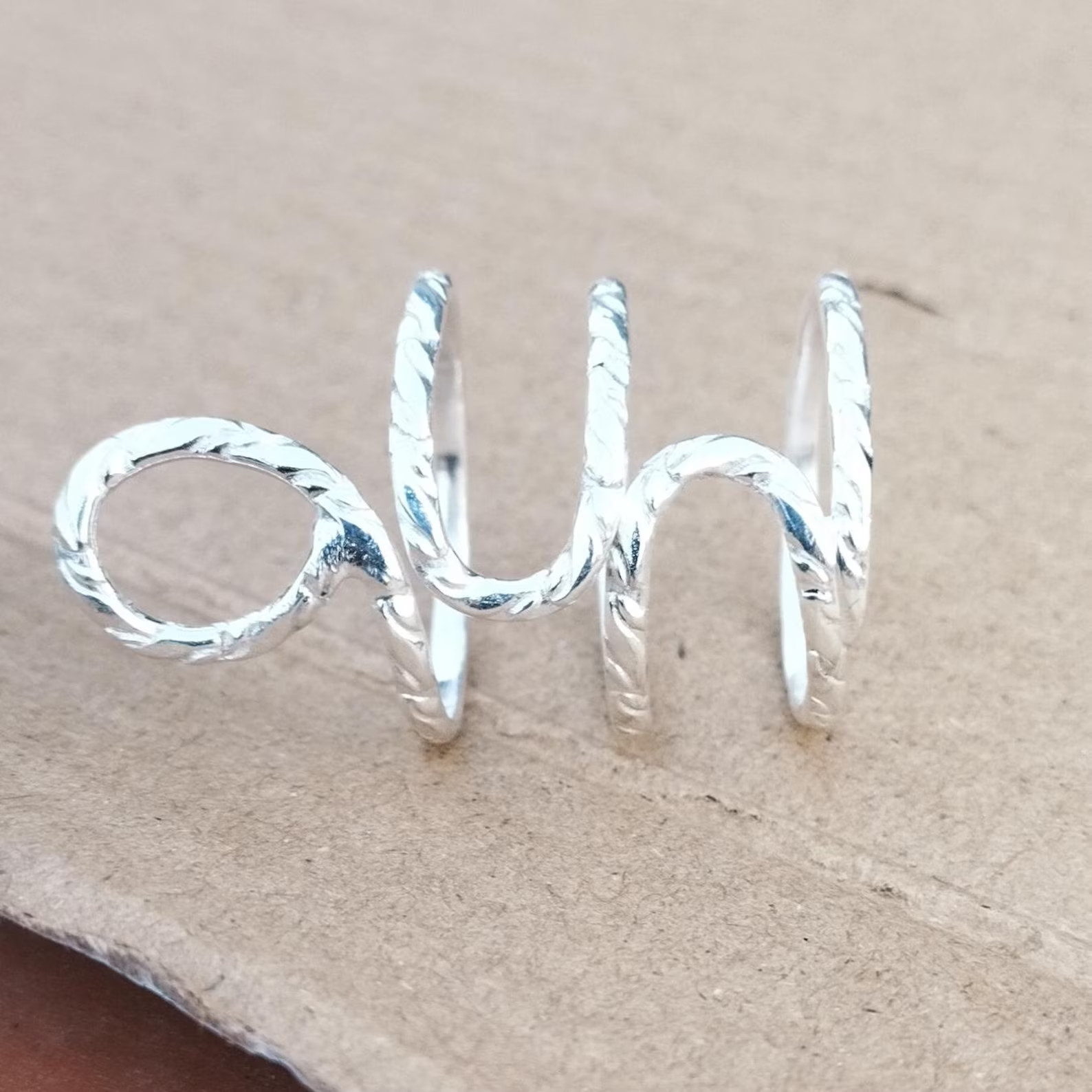 925 Sterling Silver, Solid Silver, Right Hand Ring, Unisex, Full Finger Ring