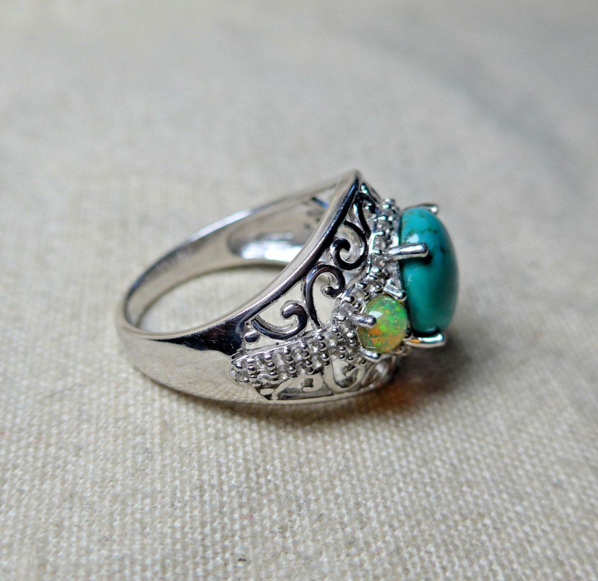Bangkok Ratnaraj Jewelers Sterling Silver Turquoise Opal Ring 925 Size 8 BBJ