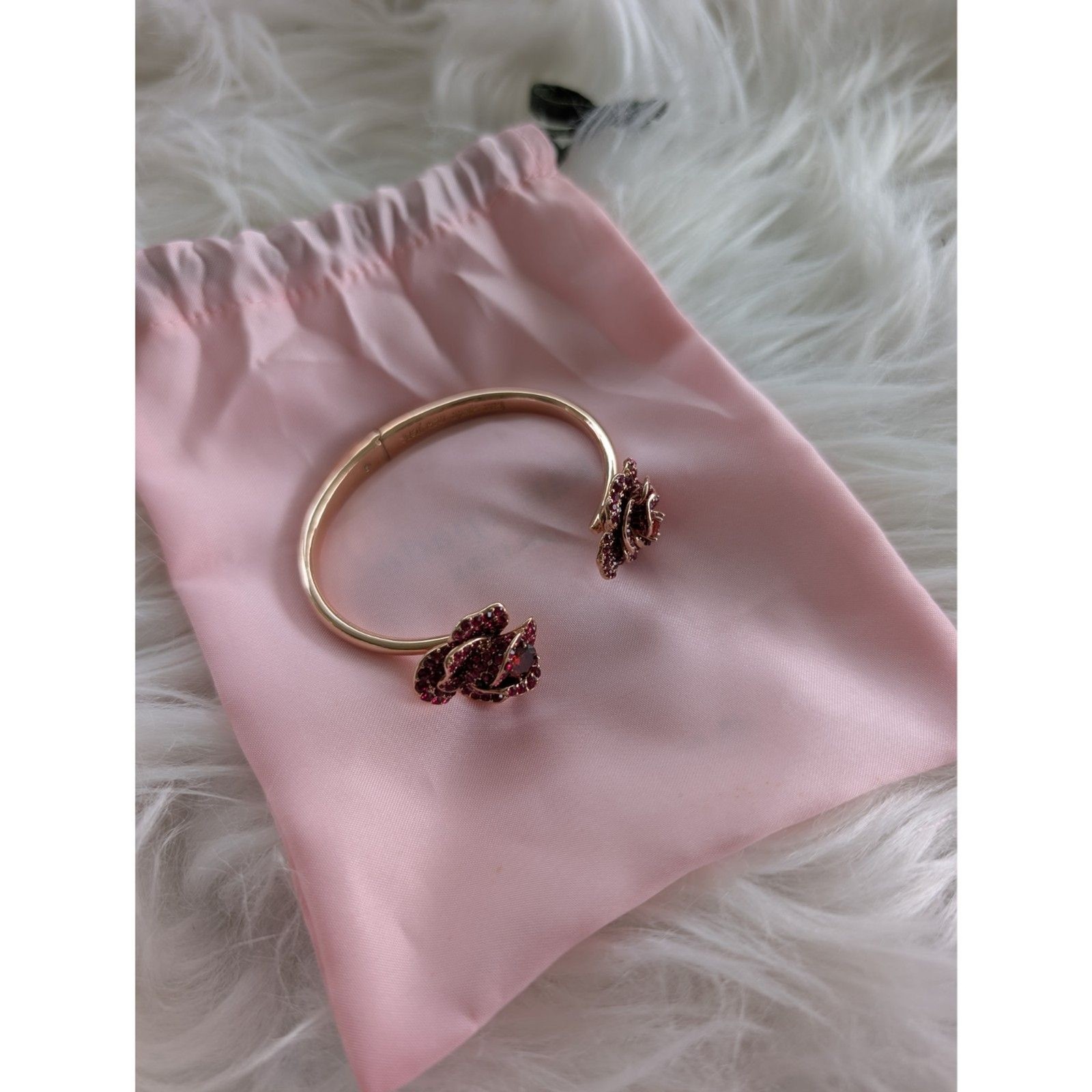Kate Spade New York Winter Rose Pavé Hinged Open Cuff Bracelet