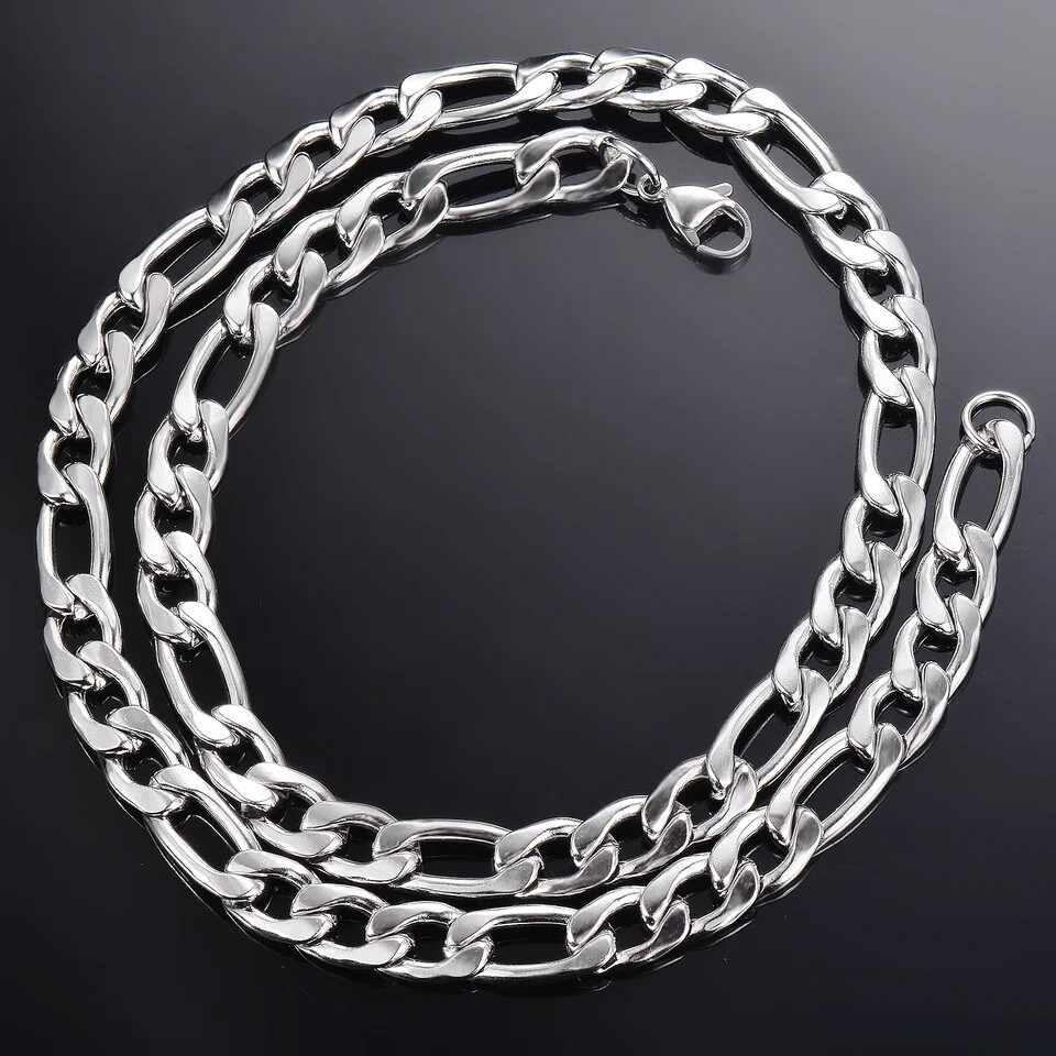 Chain Necklace for Men Women Silver Tone 2mm to 12mm Long Lobster Clasp