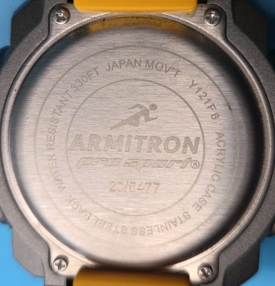 Armitron 55mm Black Gray Yellow Pro Sport Analog Digital Chronogra Watch 20/5477
