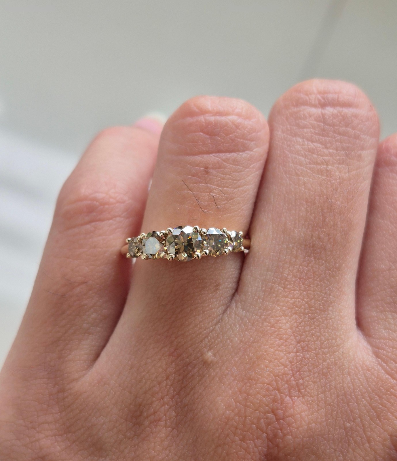 2.0CTW Round Cut Brown Moissanite Wedding Band 14k Yellow Gold Plated