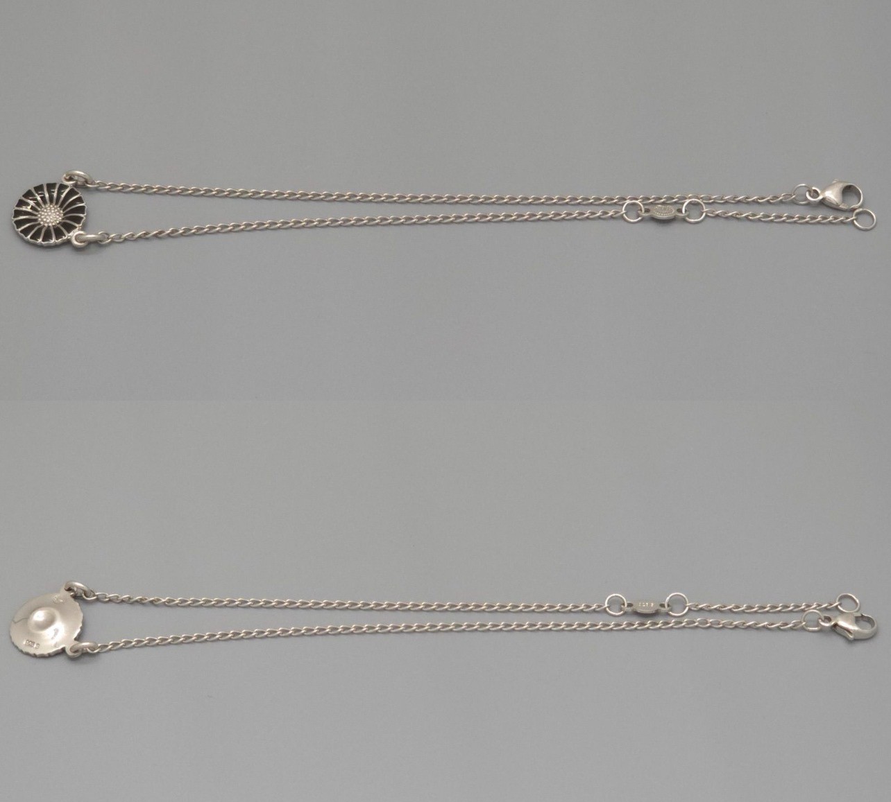 Georg Jensen Daisy Bracelet Anklet 2WAY Black Enamel Full Chain Length 25.5 cm