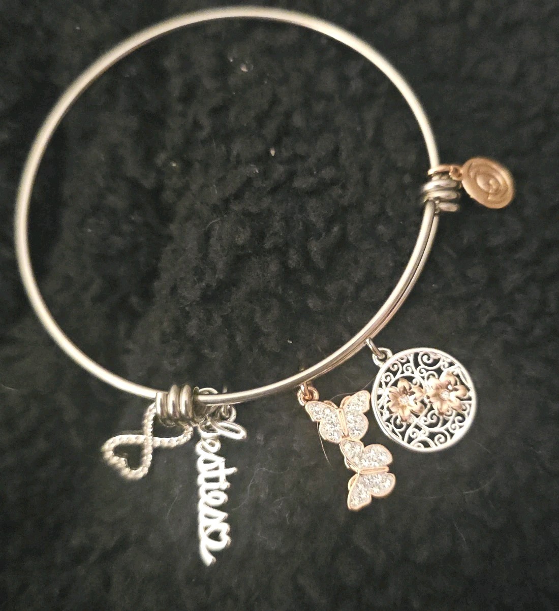 Love This Life Two-Tone Crystal Besties, Butterfly Flower, & Infinity Charm…