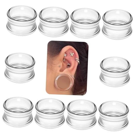 6G-30MM Hollow Acyrylic Gauges for Ear Saddle Plugs Gauges Clear:00G = 10mm.