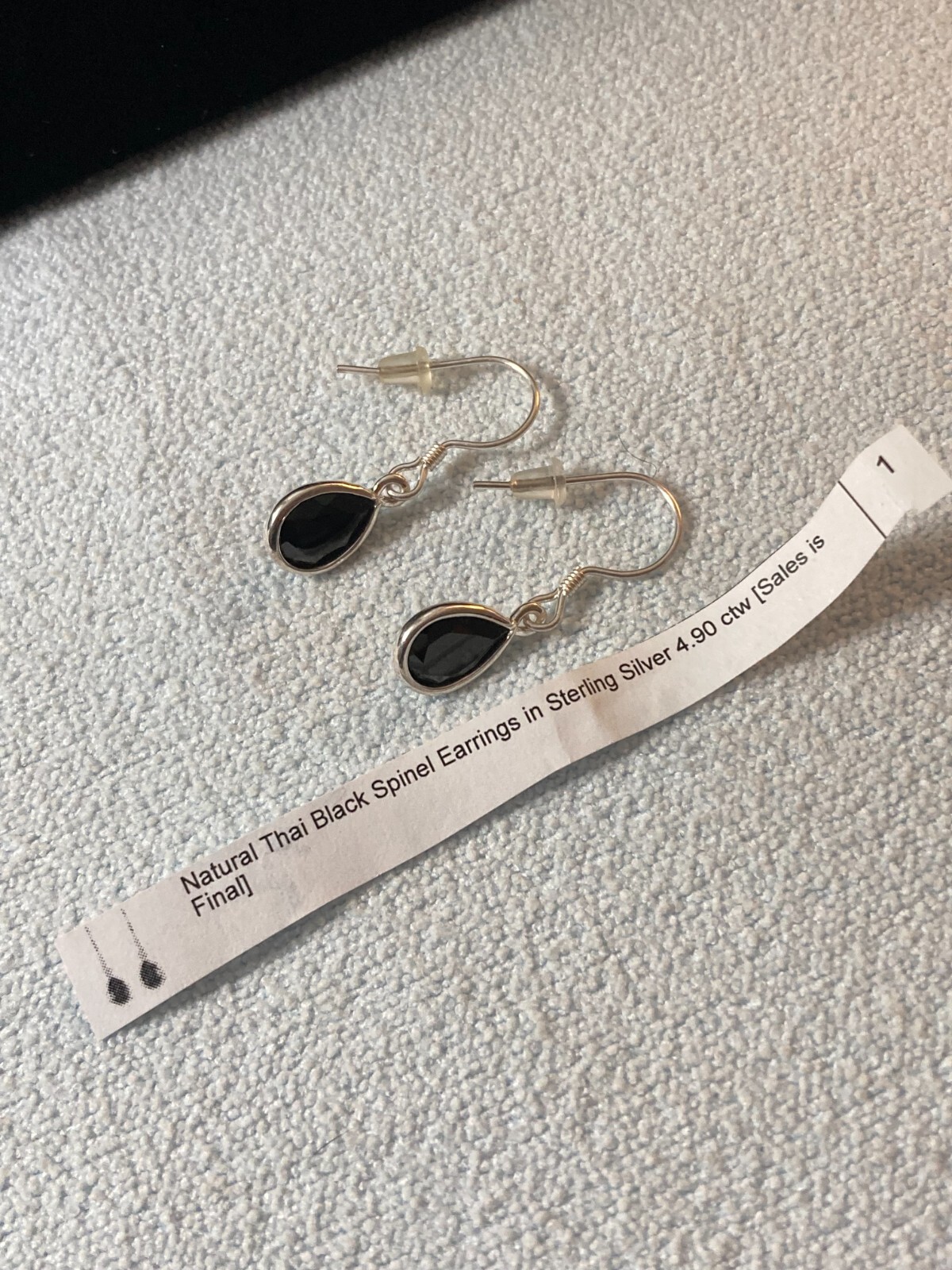 Natural Thai Black Spinel Drop Earrings .925 Sterling Silver 4.90 ctw Teardrops
