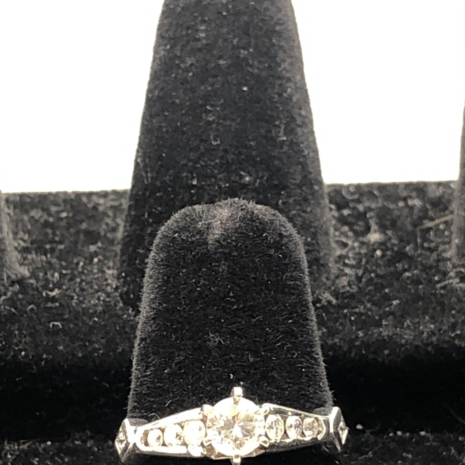 14K Two Tone Gold Solitaire 0.38CTW with Diamonds 0.37CTW Engagement Ring 4.7gr.