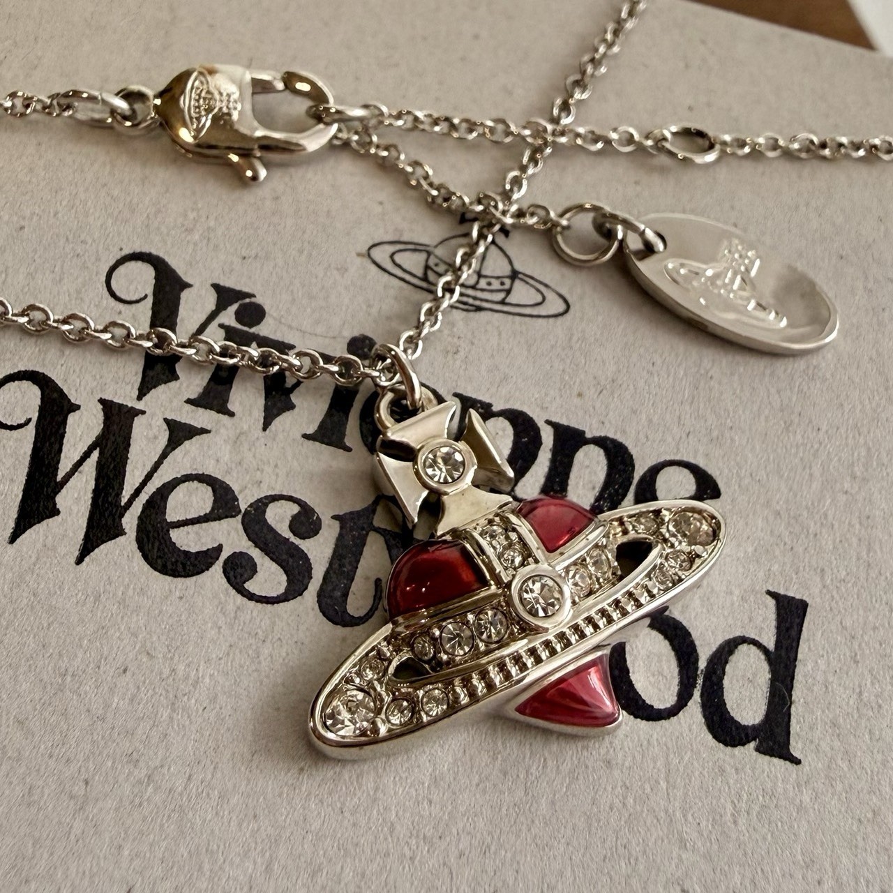Vivienne Westwood Diamante Heart Necklace Excellent Condition Authentic