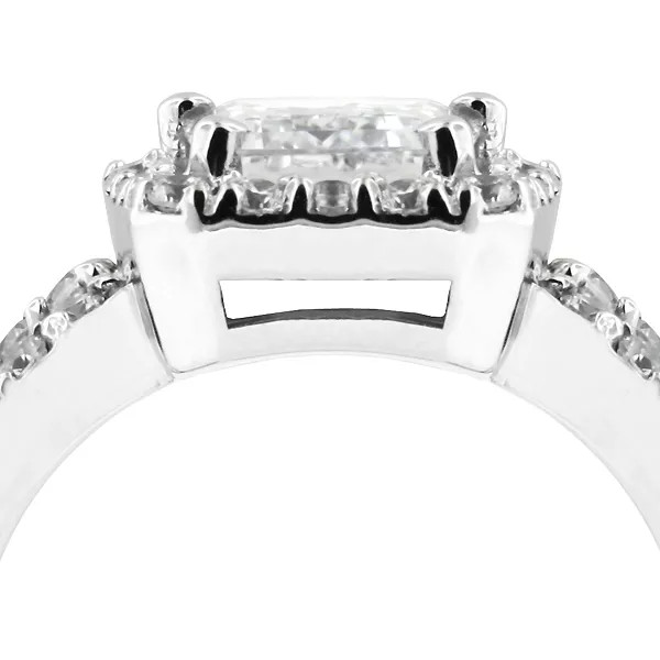 Side Stone Engagement Ring Platinum Halo 3.51 CT Emerald Lab-Grown Diamond F SI1