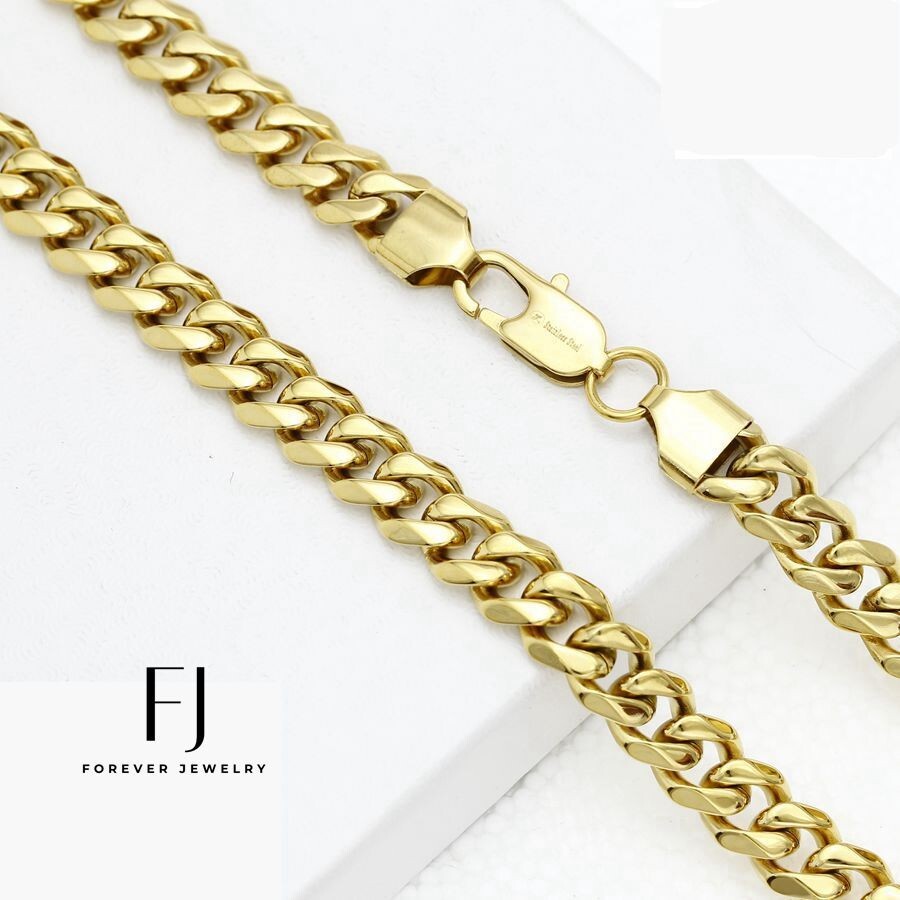 Men Stainless Steel Cross 2.8in Pendant,24″ Cuban Curb Chain Gold plated Box