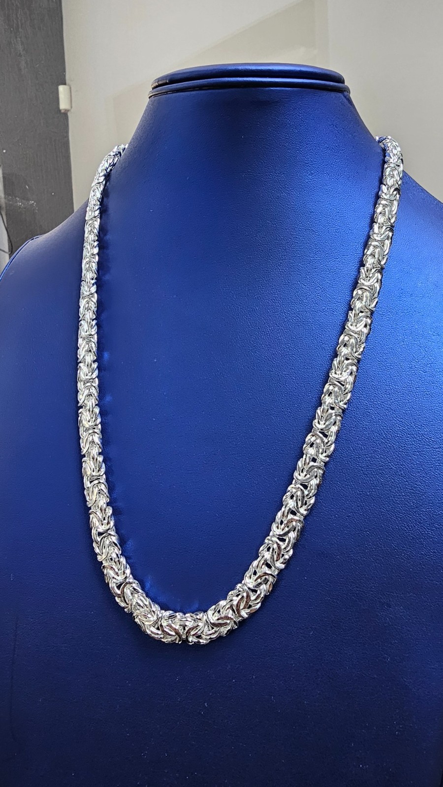 22″ 9mm BS Sterling Silver Flat Byzantine Chain w SpringRing Lock 48.7g *NOW!*