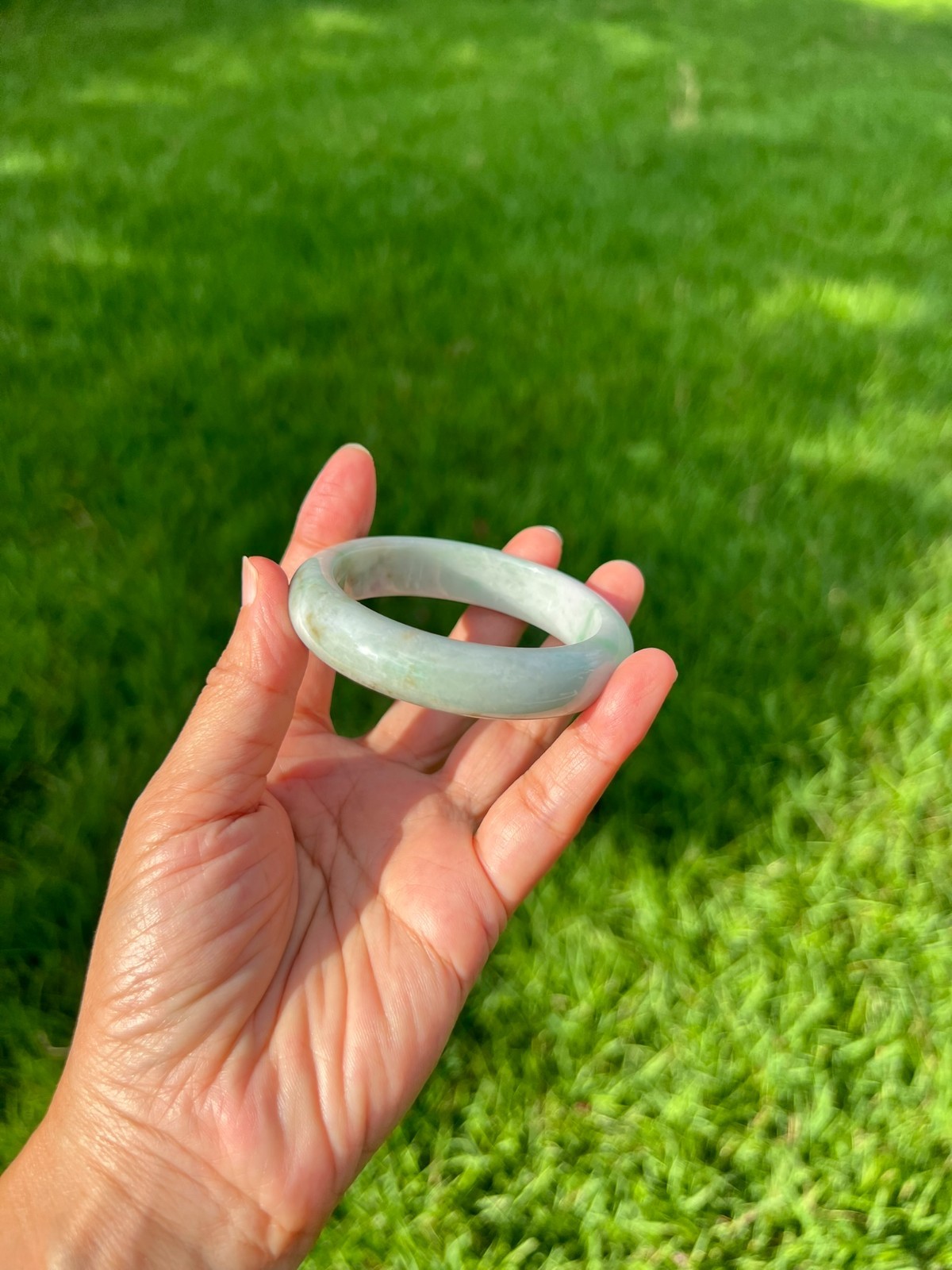 Lavender Green 100% Natural Grade A Jadeite Jade Bangle Bracelet 54.5mm H153