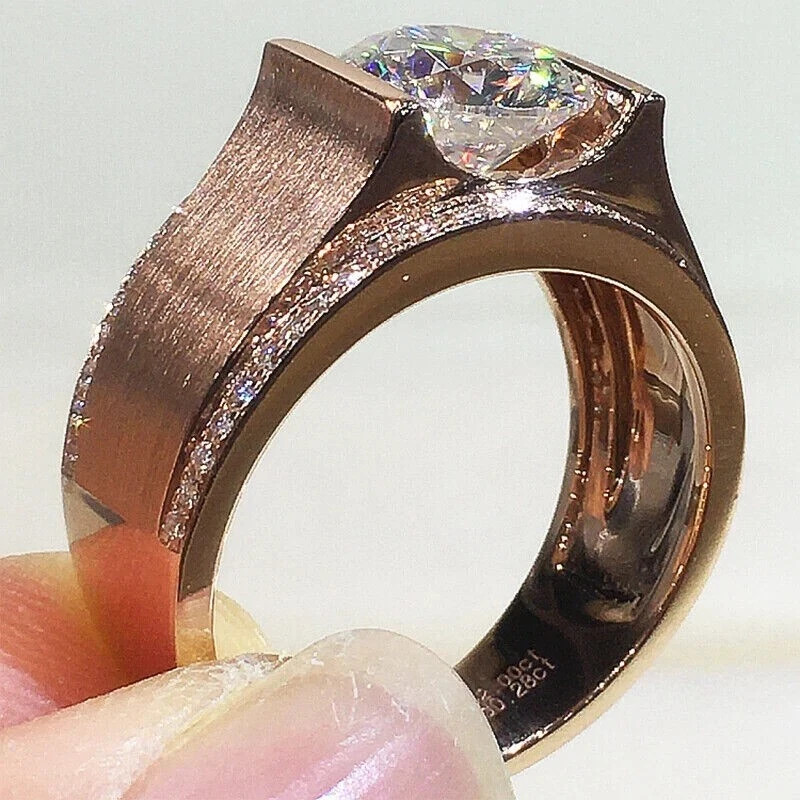 2.30Ct Lab Created Diamond Men’s Solitaire Engagement Ring 14K Rose Gold Plated