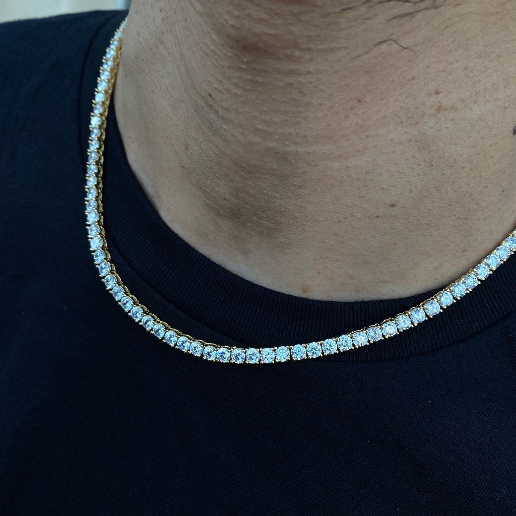 28 Carat Round Genuine Men Lab Grown Diamond Tennis Necklace 14k 18” Inches