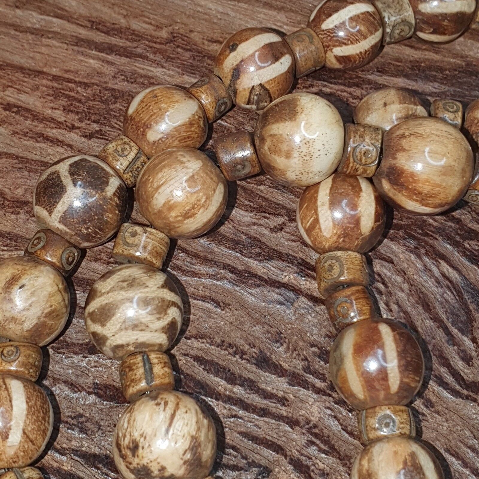 Handmade pumtek tribal beads myanmar burma round beads strand
