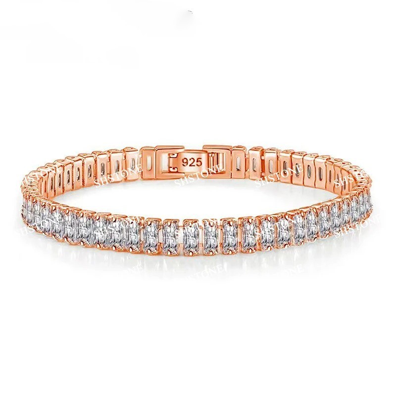925 Sterling Silver Luxury Color Crystal Bracelet 18cm Women’s Chain Jewelry