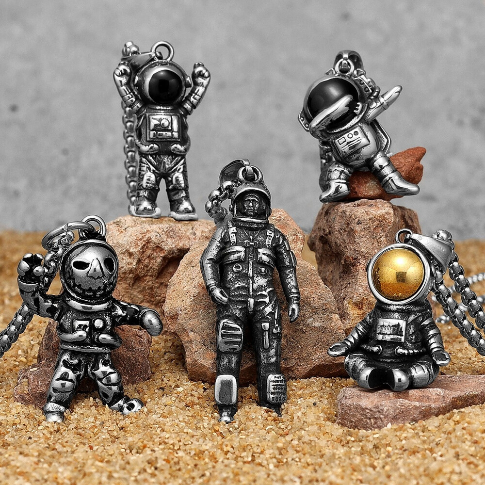 Variety Astronaut Necklaces Pendants Stainless Steel Punk Rock Cute Hip Hop 2023