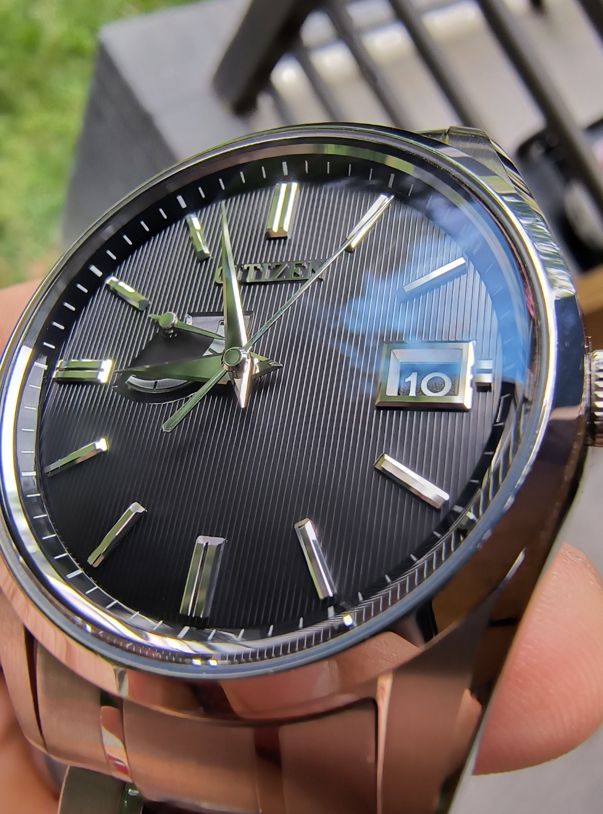 The Citizen Chronomaster 36mm black teaked dial box papers tag recent serviced