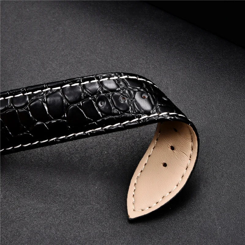 Leather Watch Strap Croco Pattern Soft & Casual Business-Band 18/20/22/24mm