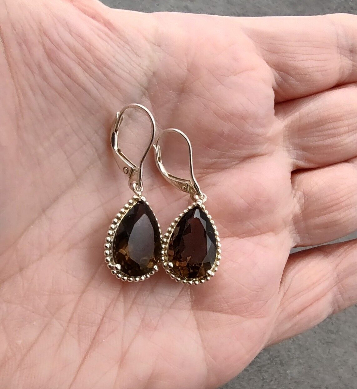 Michelle Albala Sterling Silver Smoky Quartz & Diamond Rev Pendant & Earrings