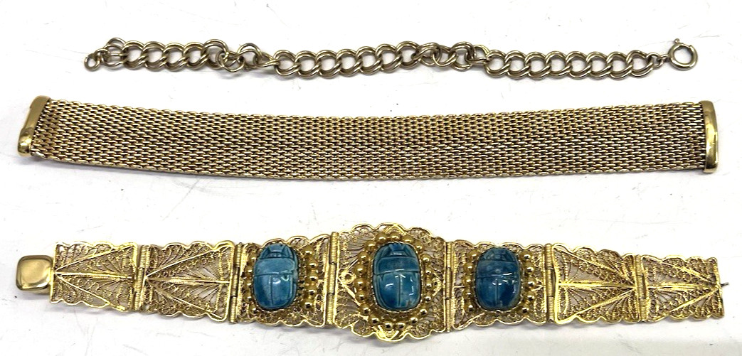 VTG Broken Golf filled 10K GF, Fuax Turquoise 12K GF , 14K GF Bracelets (98g)