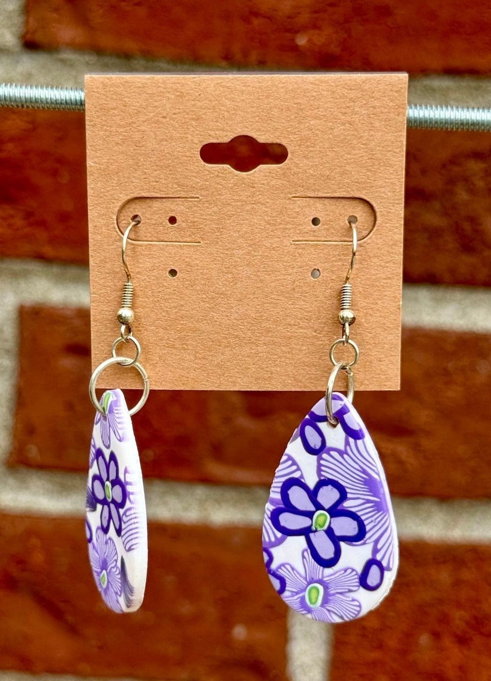 Handmade Polymer Clay Earrings Blue Green Purple
