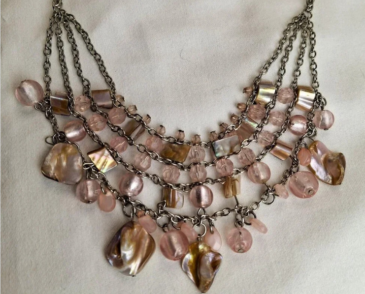 Baroque Statement Necklace Pink/Tan/Champagne/Cream Bohemian