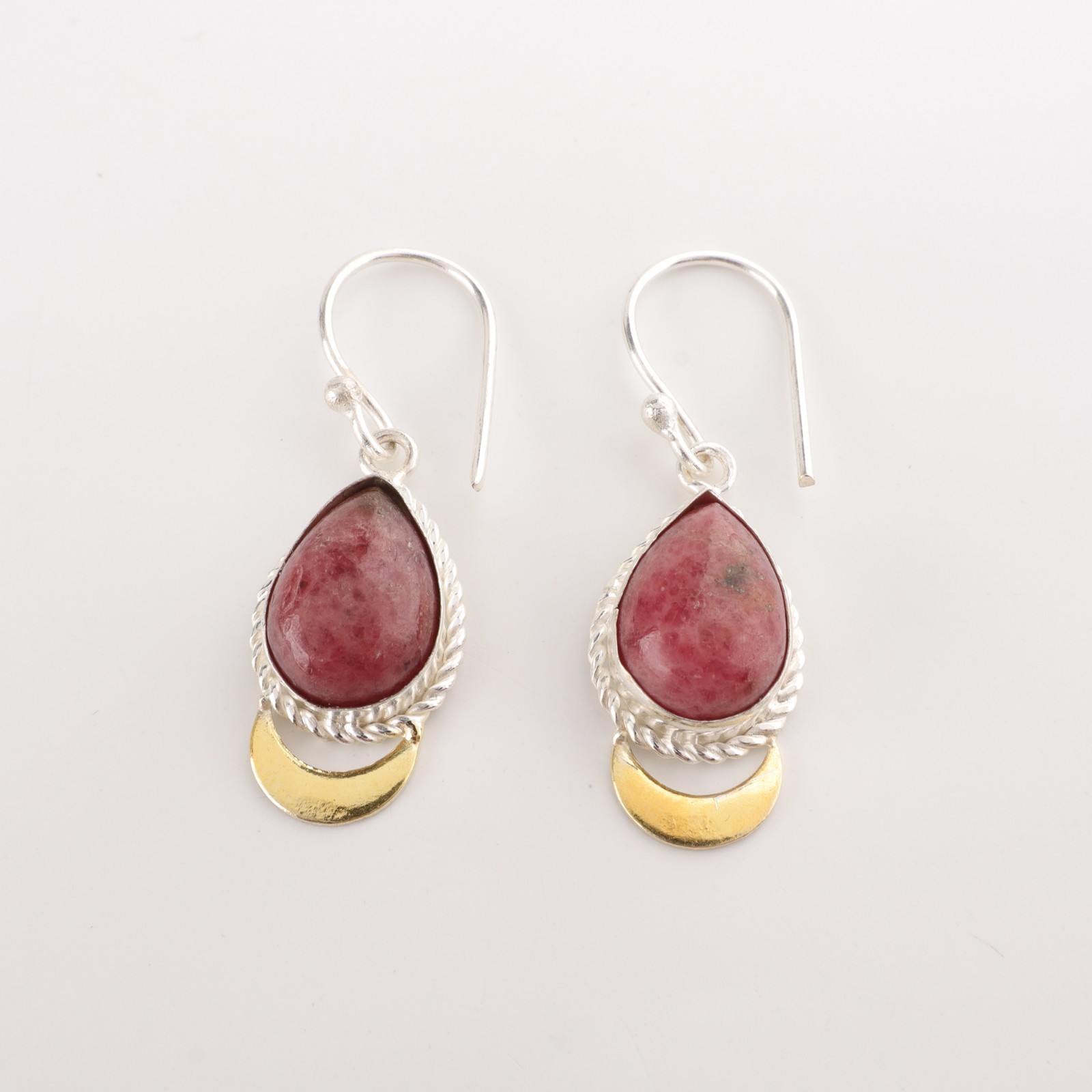 Black Rhodonite Drop Earrings 925 Sterling Silver Unique Jewelry For Wife 1.5”
