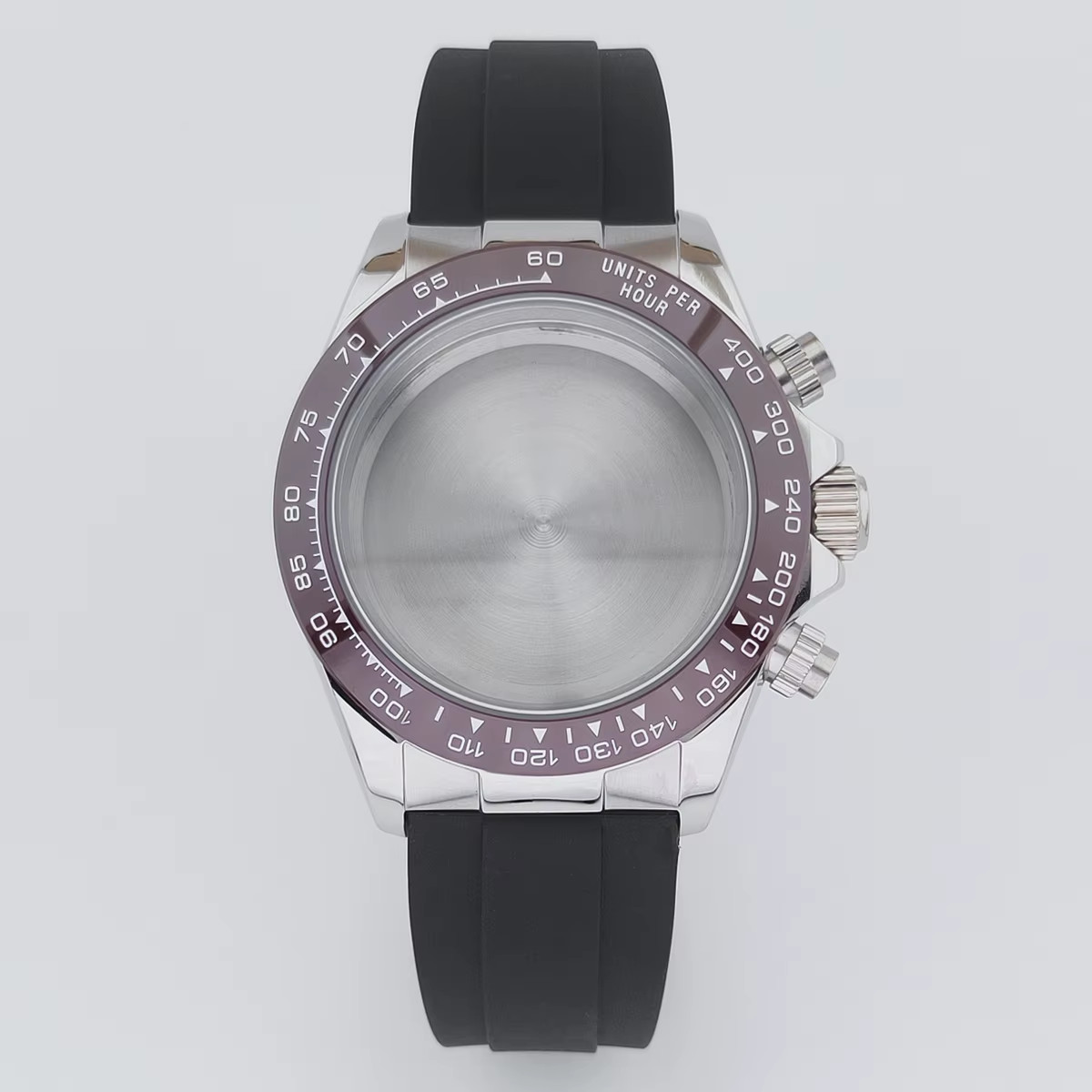 40Mm Sapphire Glass Quart Stainless Steel Case Rubber Strap Fit VK63 Quart Movem