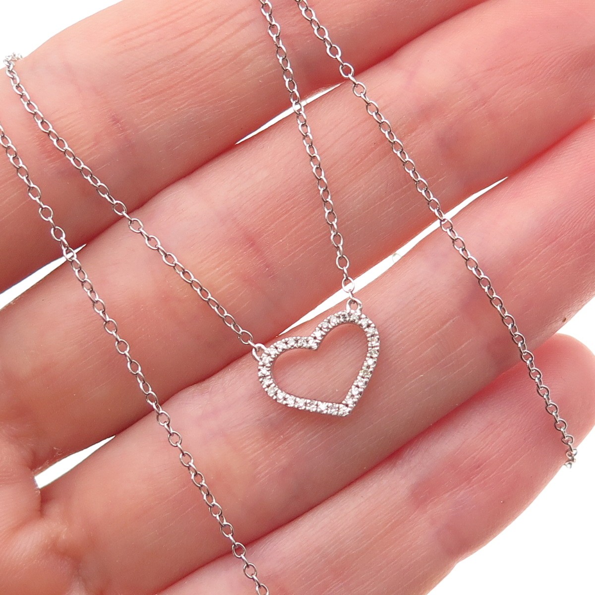 Emma Skye 925 Sterling Silver Real Diamond Heart Cable Chain Necklace 18-20″