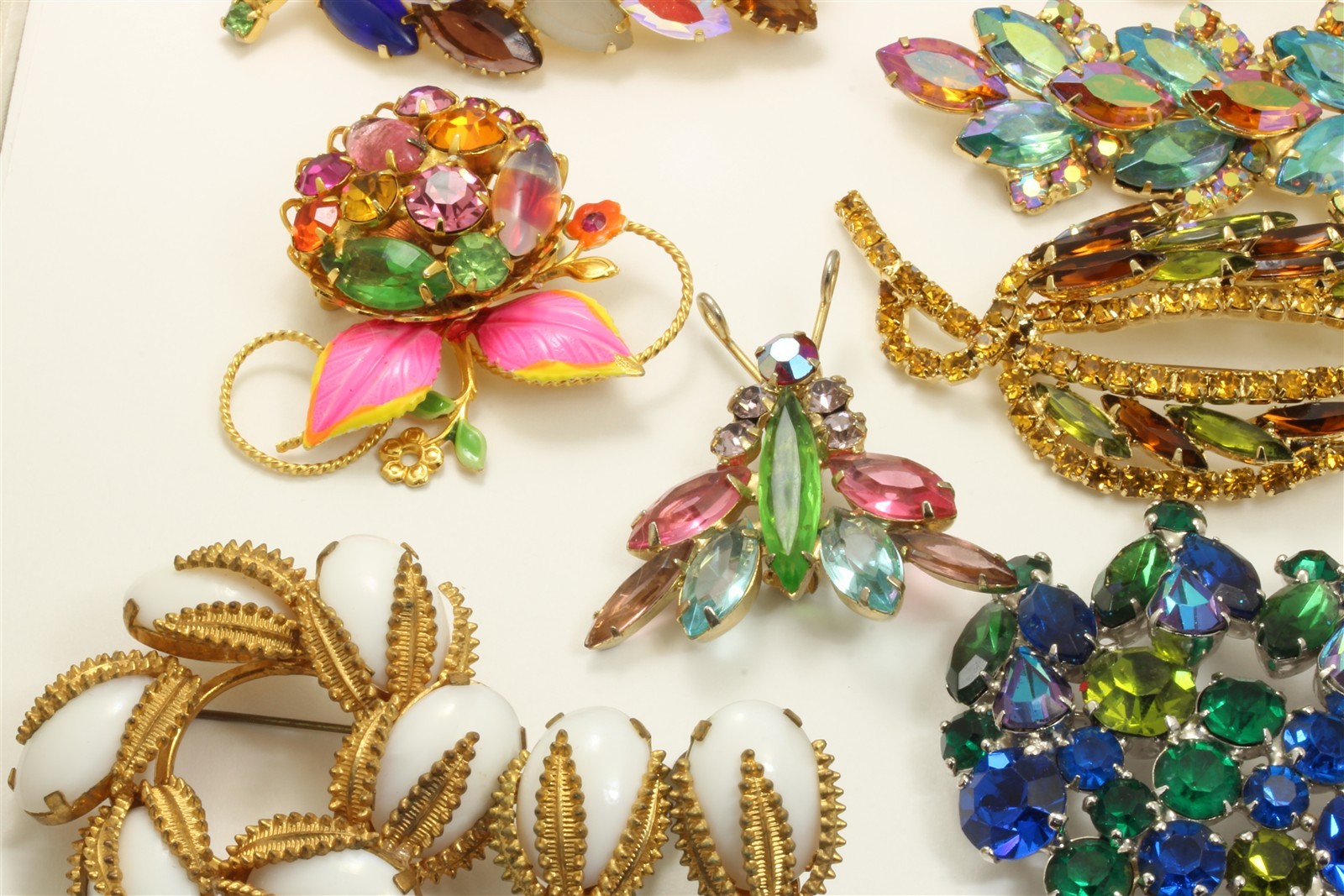 Vintage 13 Pc Lot of High End Glass Rhinestone Costume Jewelry Juliana Boucher