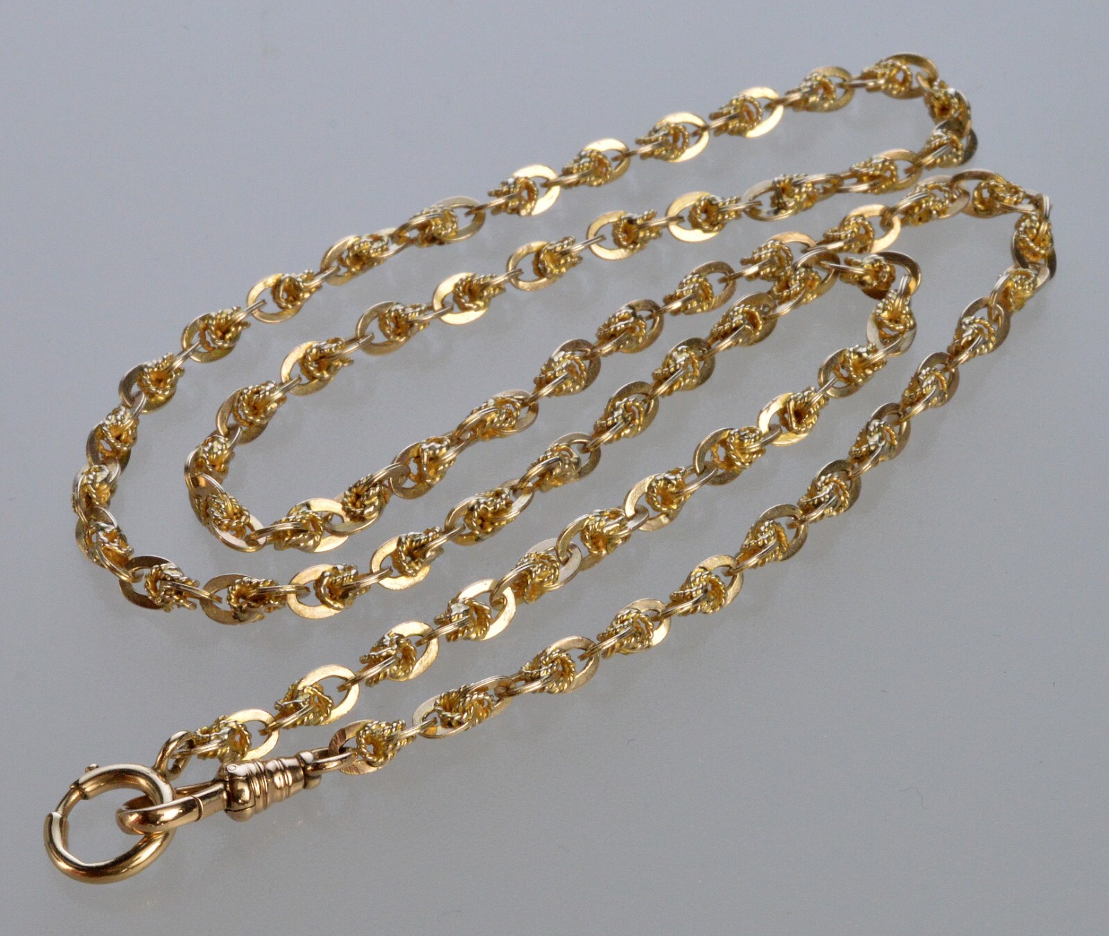 ANTIQUE VICTORIAN 10K GOLD FANCY LINK CHAIN NECKLACE 19 1/2″ C.1890 003873