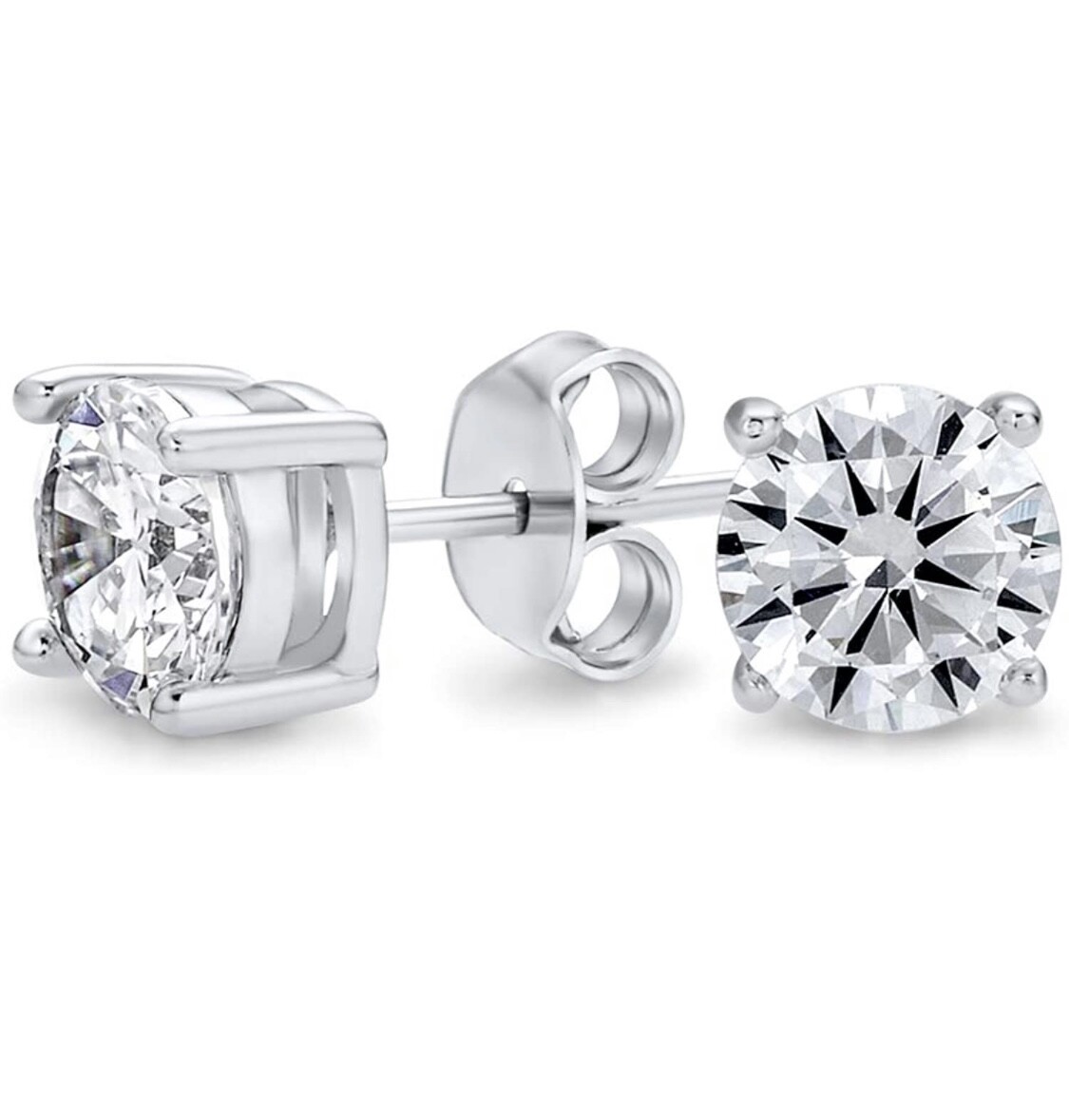 4PC 925 Sterling Silver Round Cubic Zirconia Black Studs Earrings Set Men Womens