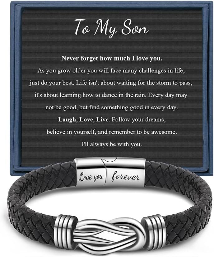 To My Son Gift for Son Bracelet Love from Mom, Dad Forever Birthday, Graduation
