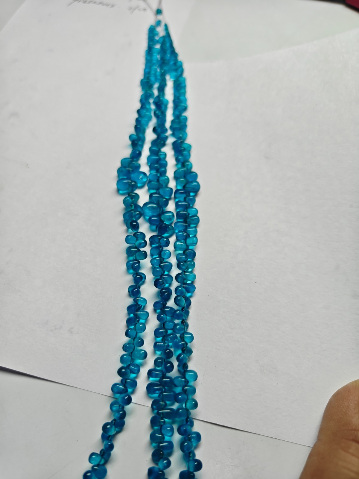 AAA Neon Blue Apatite Teardrop Beads: Smooth Gemstone Strand (6 Inches)