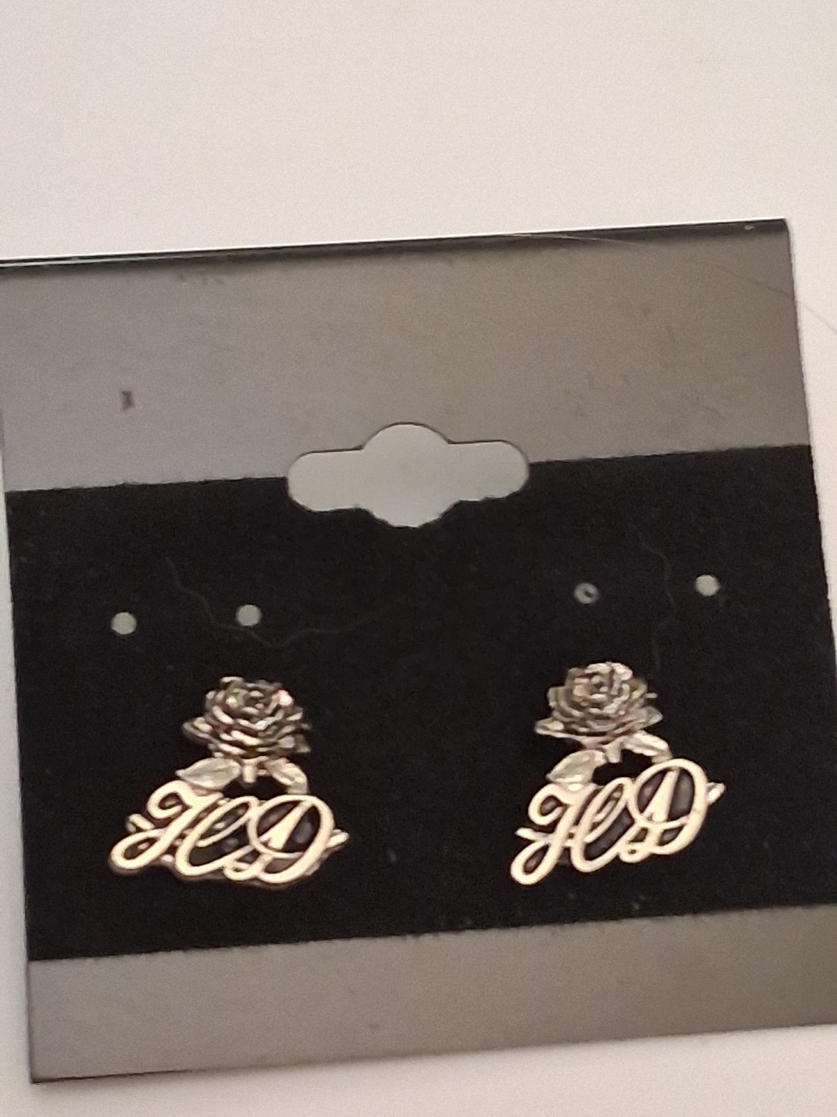 Harley Davidson Rose HD Post Earrings SILVER tone Vintage NEW #47