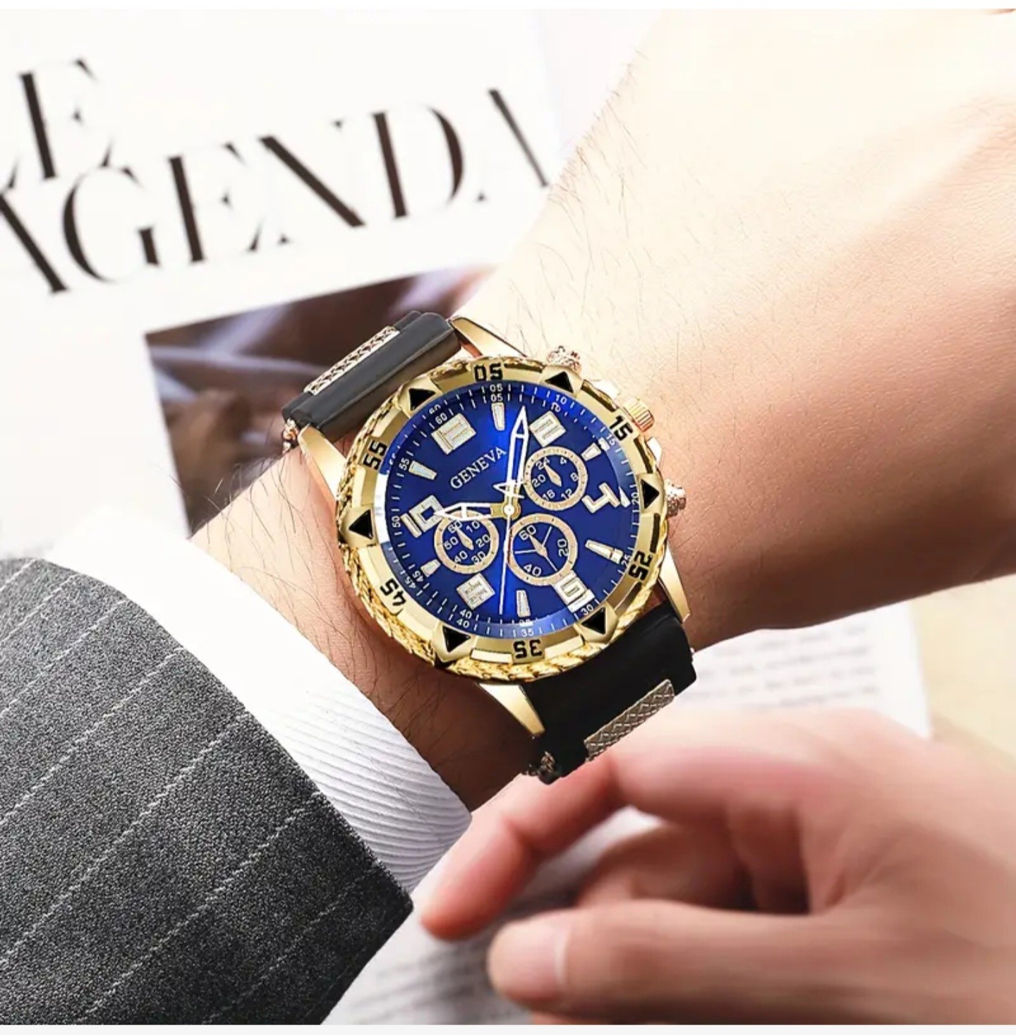 Watch Gold Blue And Black Colours