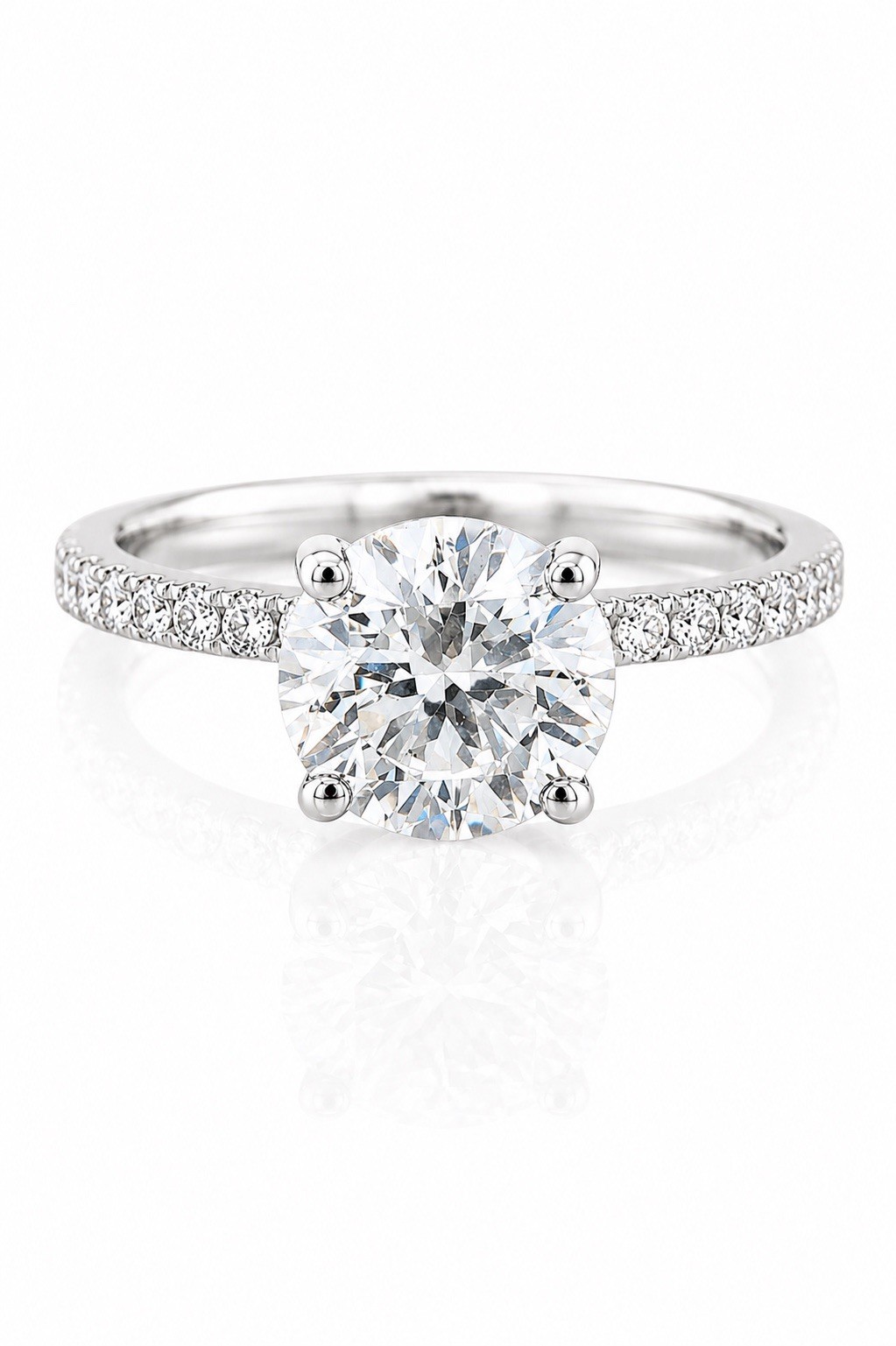 4ct Round Brilliant Lab Grown Engagement Ring 14k White Gold
