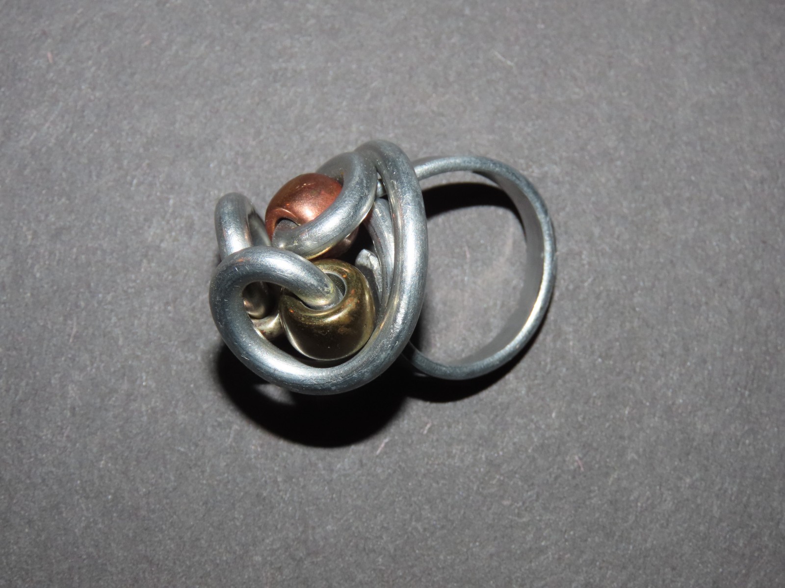 SIZE 8 HAND MADE ALUMINIUM ARTS CRAFTS RING 4 TYPES OF METAL TONE VINTAGE