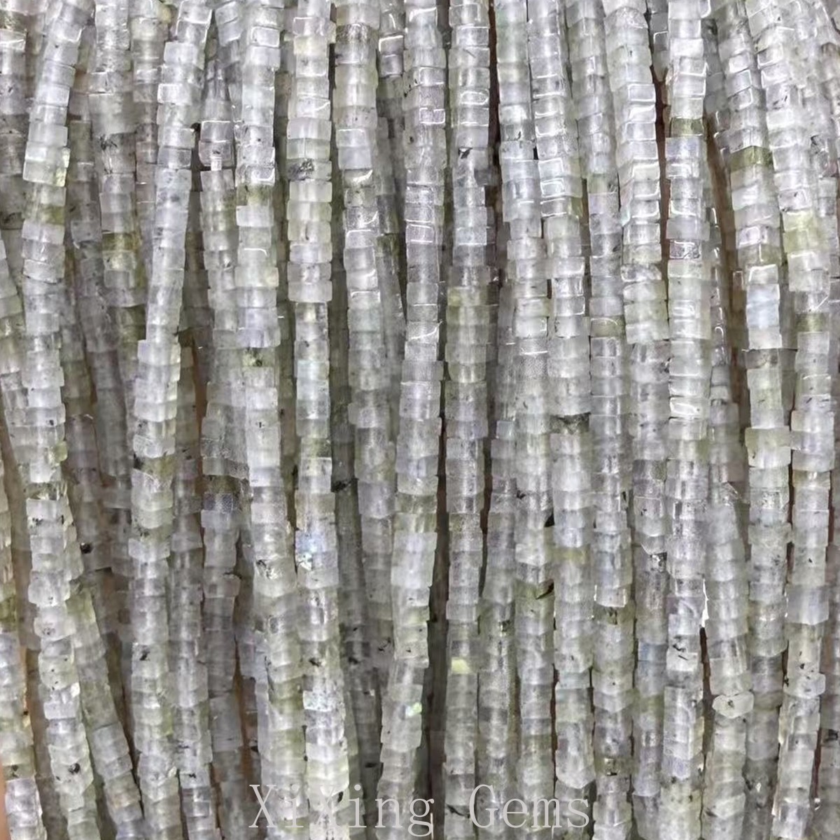 1x2mm Natural Grey Labradorite Larvikite Flat Square Disc Spacer Beads 15 In