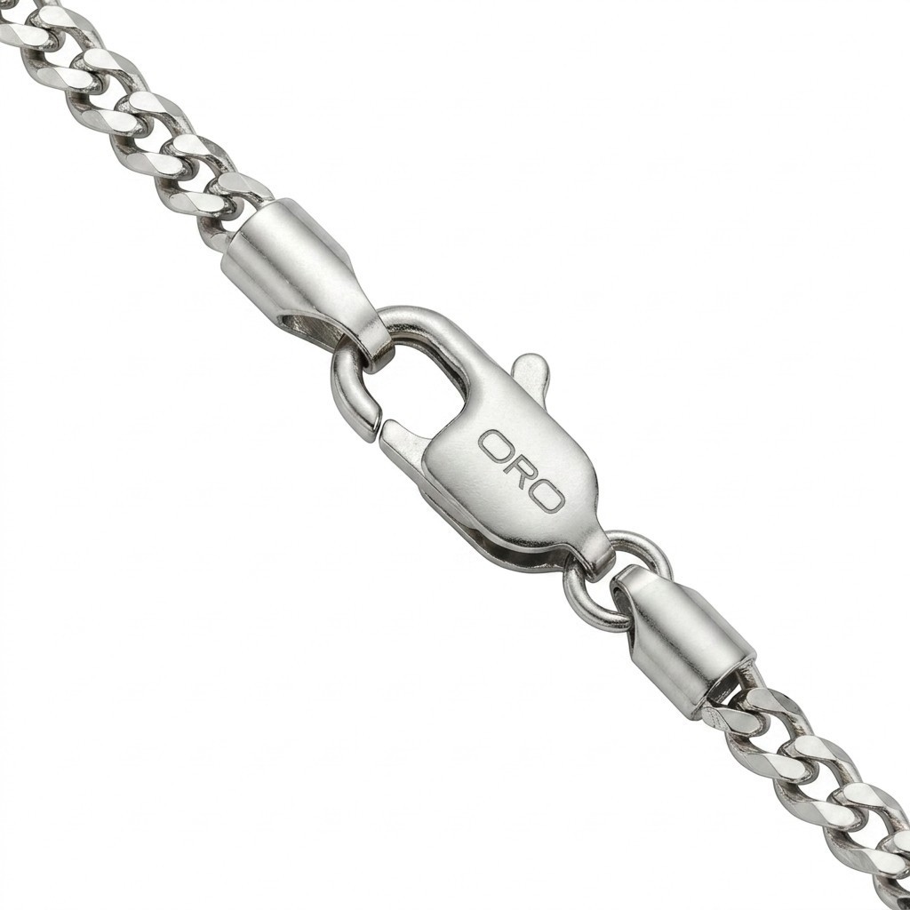 4mm Stainless Steel Silver Curb Miami Cuban Chain Necklace Men Women 18″-28″