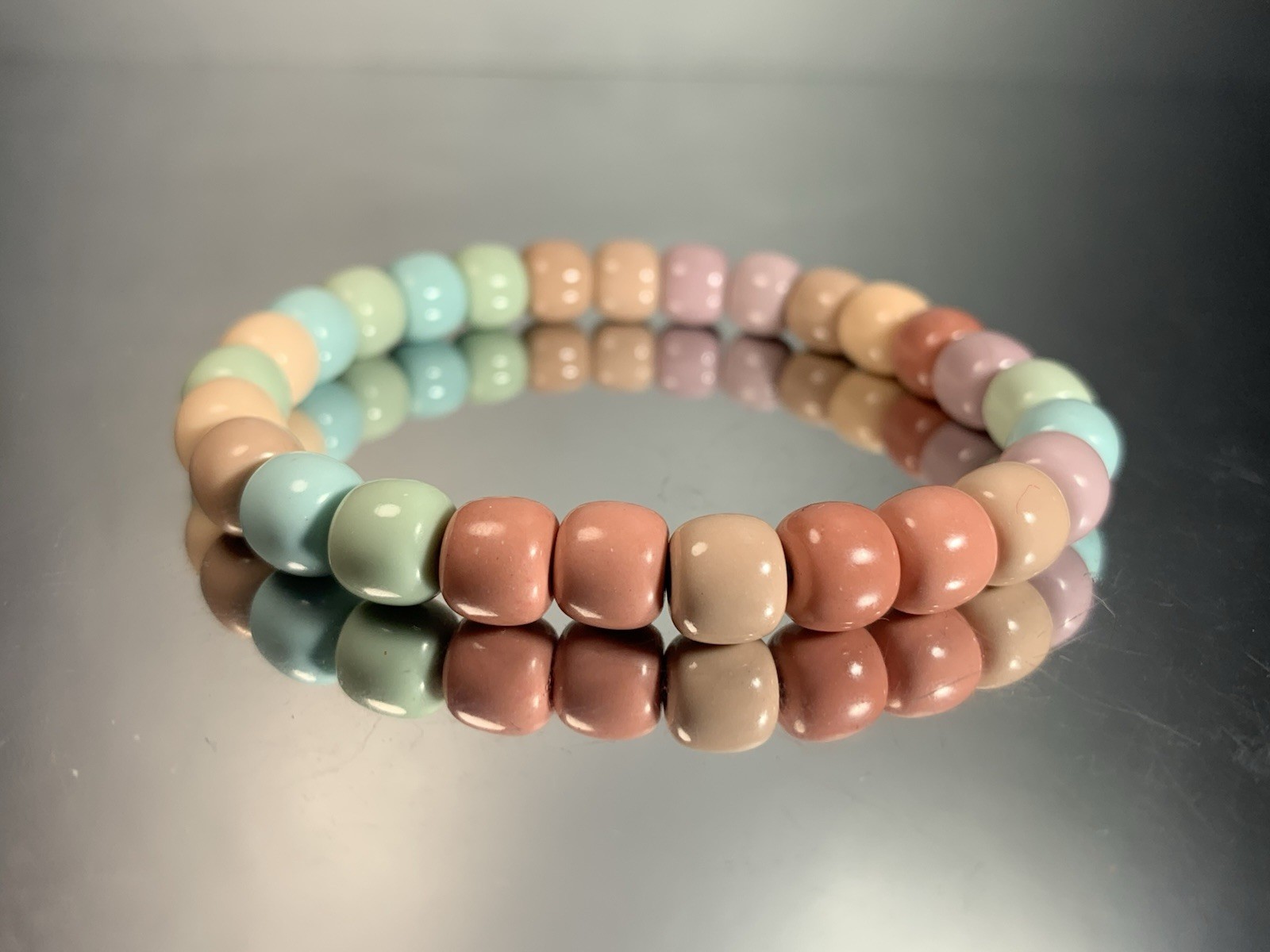 7.6mm Natural Magnesite Bracelet / Rainbow-Coated