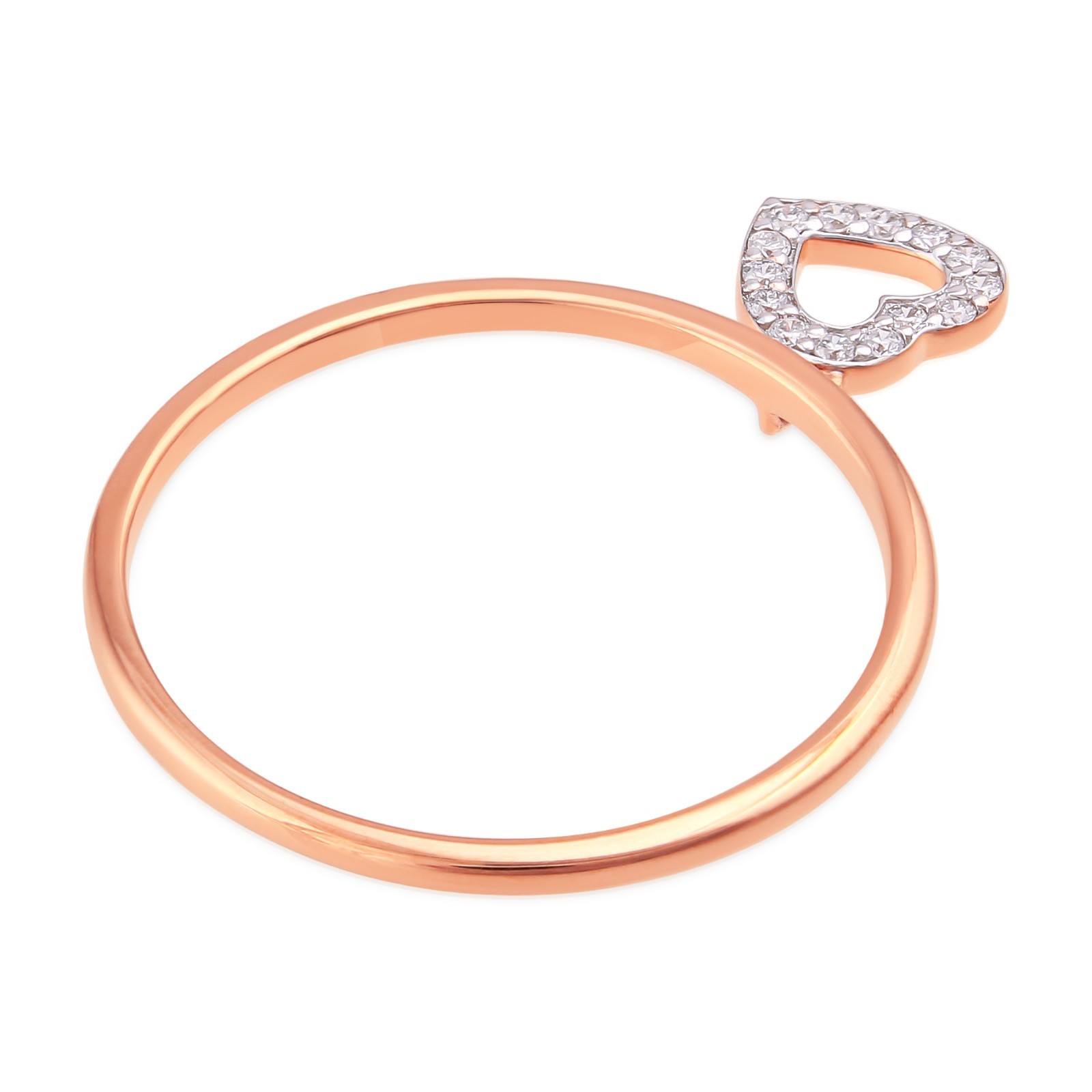 0.08 CT Lab Grown Diamond Pave Heart Charm Dangle Ring 925 Sterling Silver Gift